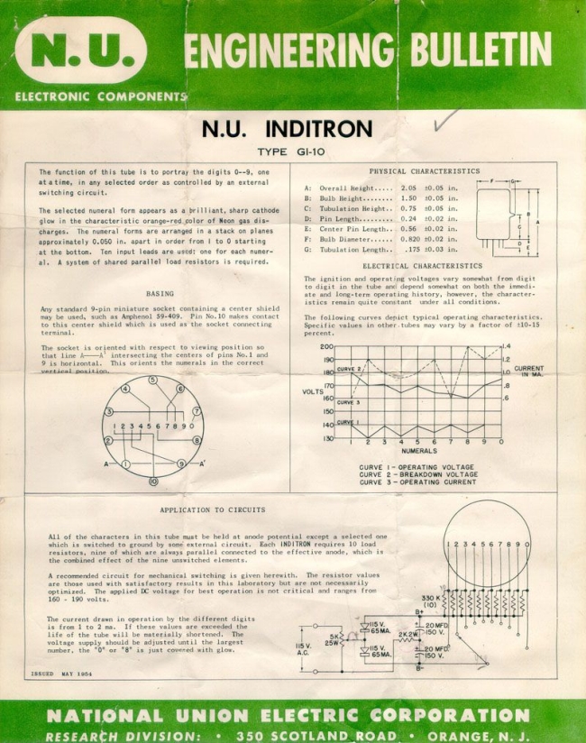 The official GI-10 datasheet, dated May 1954