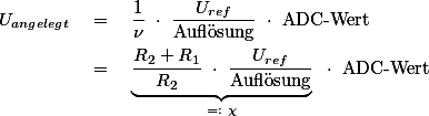Die Spannungsteiler- und ADC-Formel